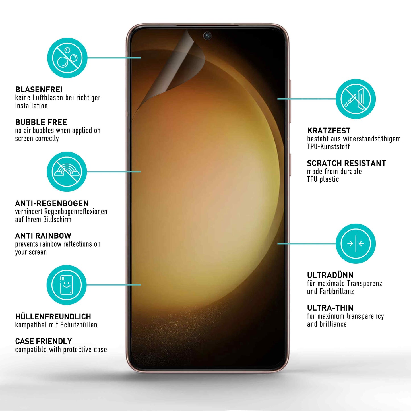 smartect TPU Schutzfolie Privacy für Samsung Galaxy S23 Plus, 2 x Front