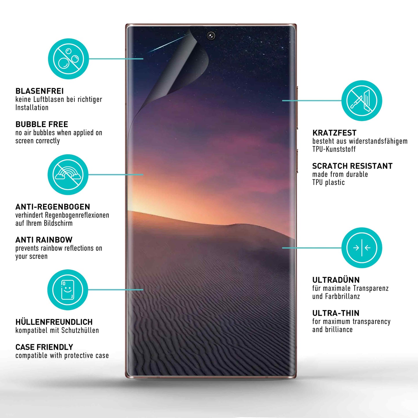 smartect TPU Schutzfolie Privacy für Samsung Galaxy S23 Ultra, 2 x Front