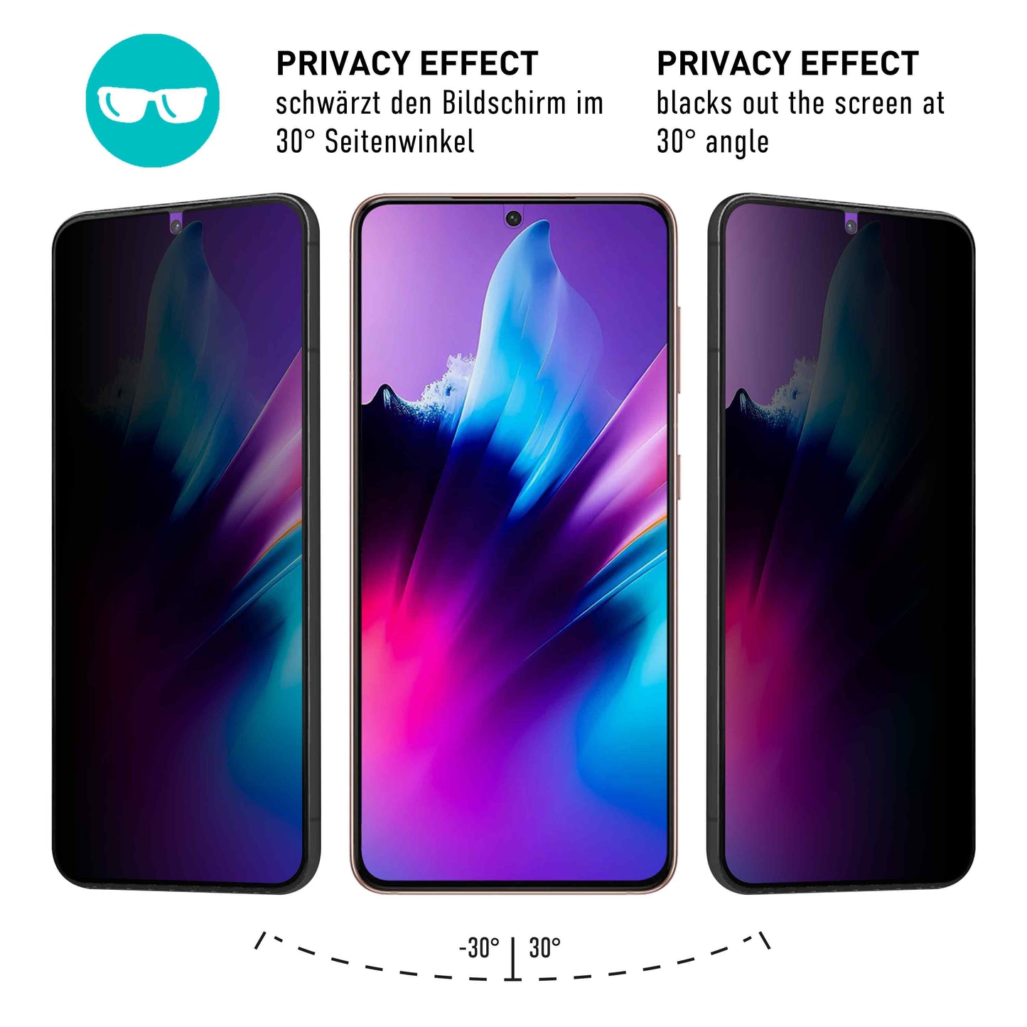 smartect TPU Schutzfolie Privacy für Samsung Galaxy S24, 2 x Front