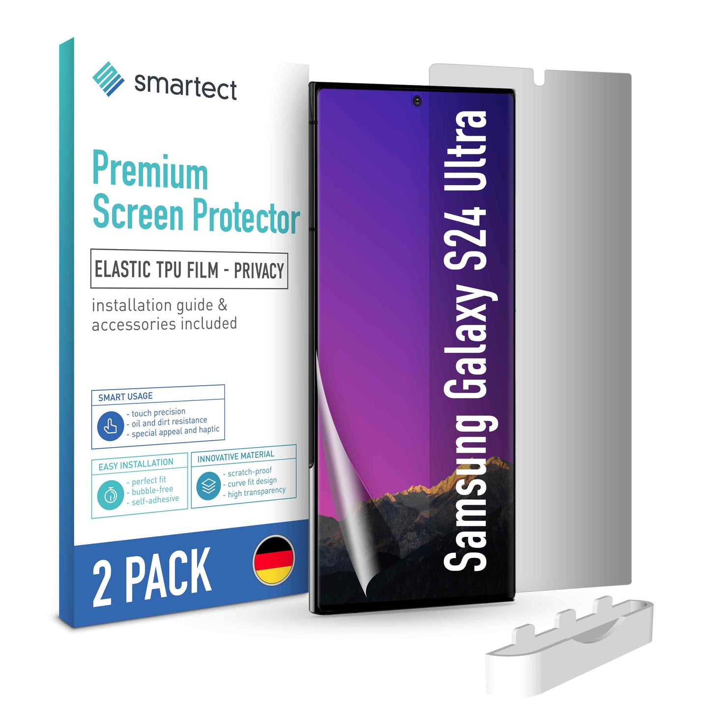 smartect TPU Schutzfolie Privacy für Samsung Galaxy S24 Ultra, 2 x Front
