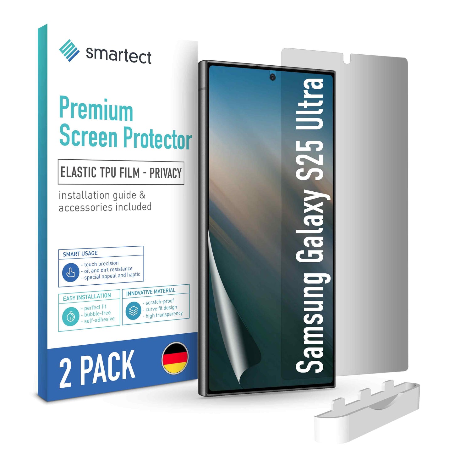 smartect TPU Schutzfolie Privacy für Samsung Galaxy S25 Ultra, 2 x Front