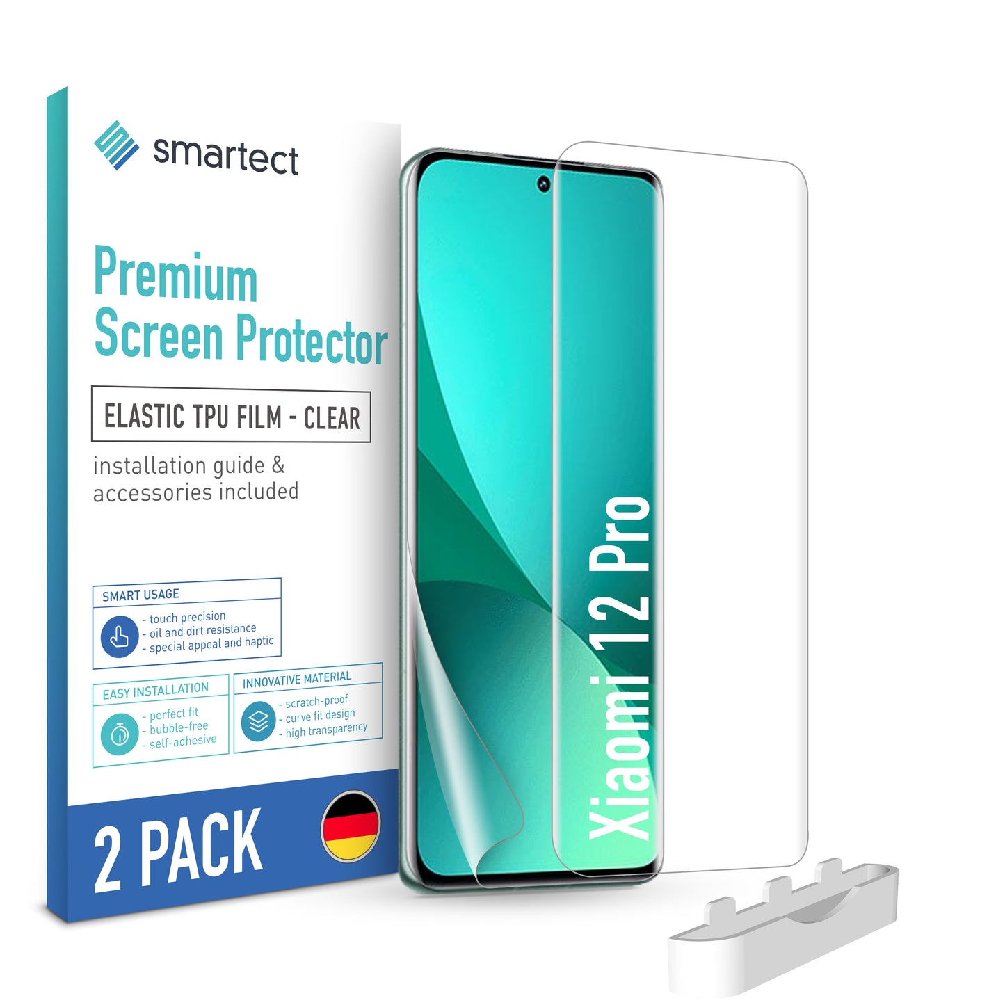 smartect TPU Schutzfolie Klar für Xiaomi 12 Pro, 2 x Front