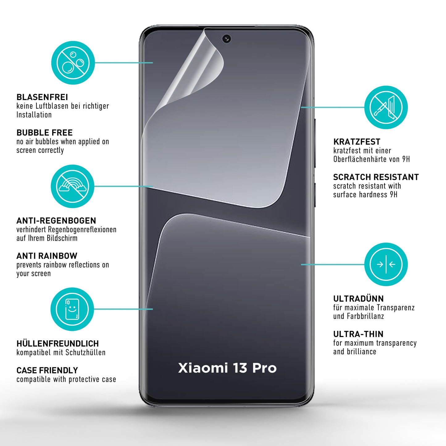 smartect TPU Schutzfolie Klar für Xiaomi 13 Pro, 2 x Front