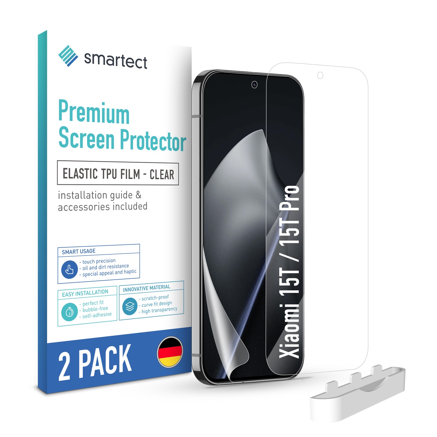 smartect TPU Schutzfolie Klar für Xiaomi 15T / 15T Pro, 2 x Front