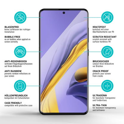 smartect Schutzglas Full Screen für Samsung Galaxy A51, 2 Stück