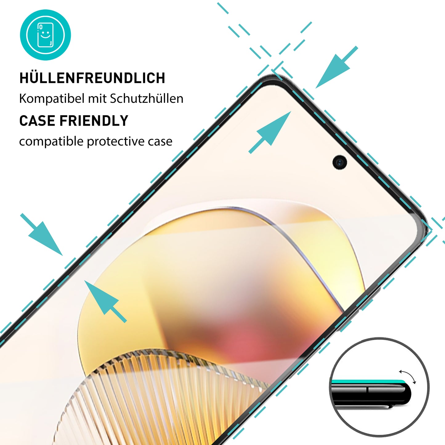 smartect Schutzglas Klar für Motorola Moto G73 5G, 3 x Front + 3 x Cam