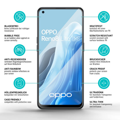 smartect Schutzglas Klar für Oppo Reno 8 Lite, 3 x Front + 3 x Cam