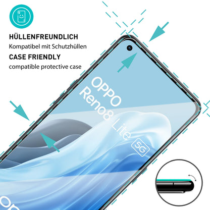 smartect Schutzglas Klar für Oppo Reno 8 Lite, 3 x Front + 3 x Cam