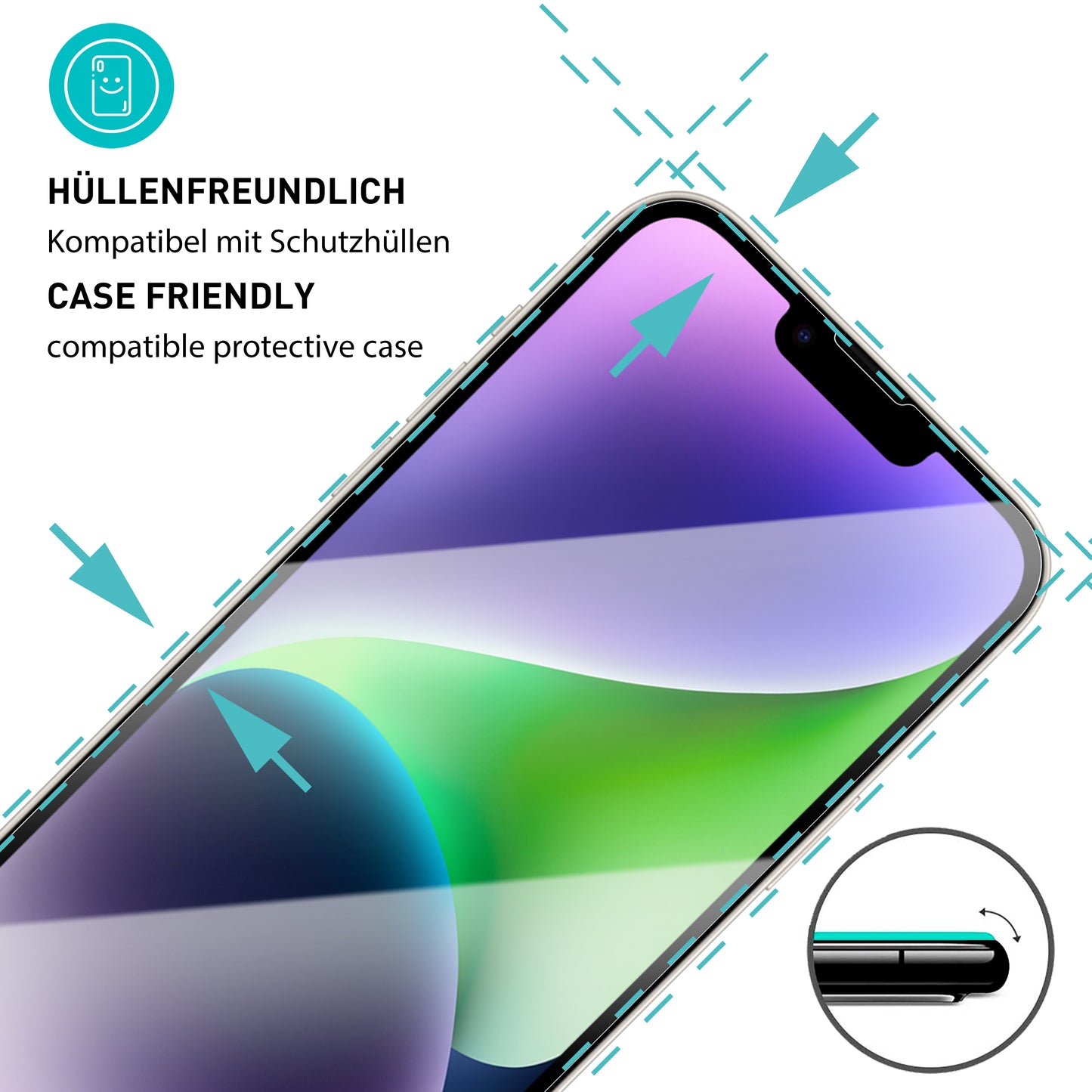 smartect Schutzglas Klar für iPhone 14 Plus, 3 x Front + 3 x Cam + Positionierhilfe