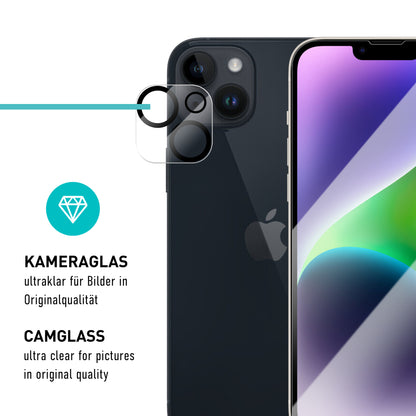 smartect Schutzglas Klar für iPhone 14 Plus, 3 x Front + 3 x Cam + Positionierhilfe