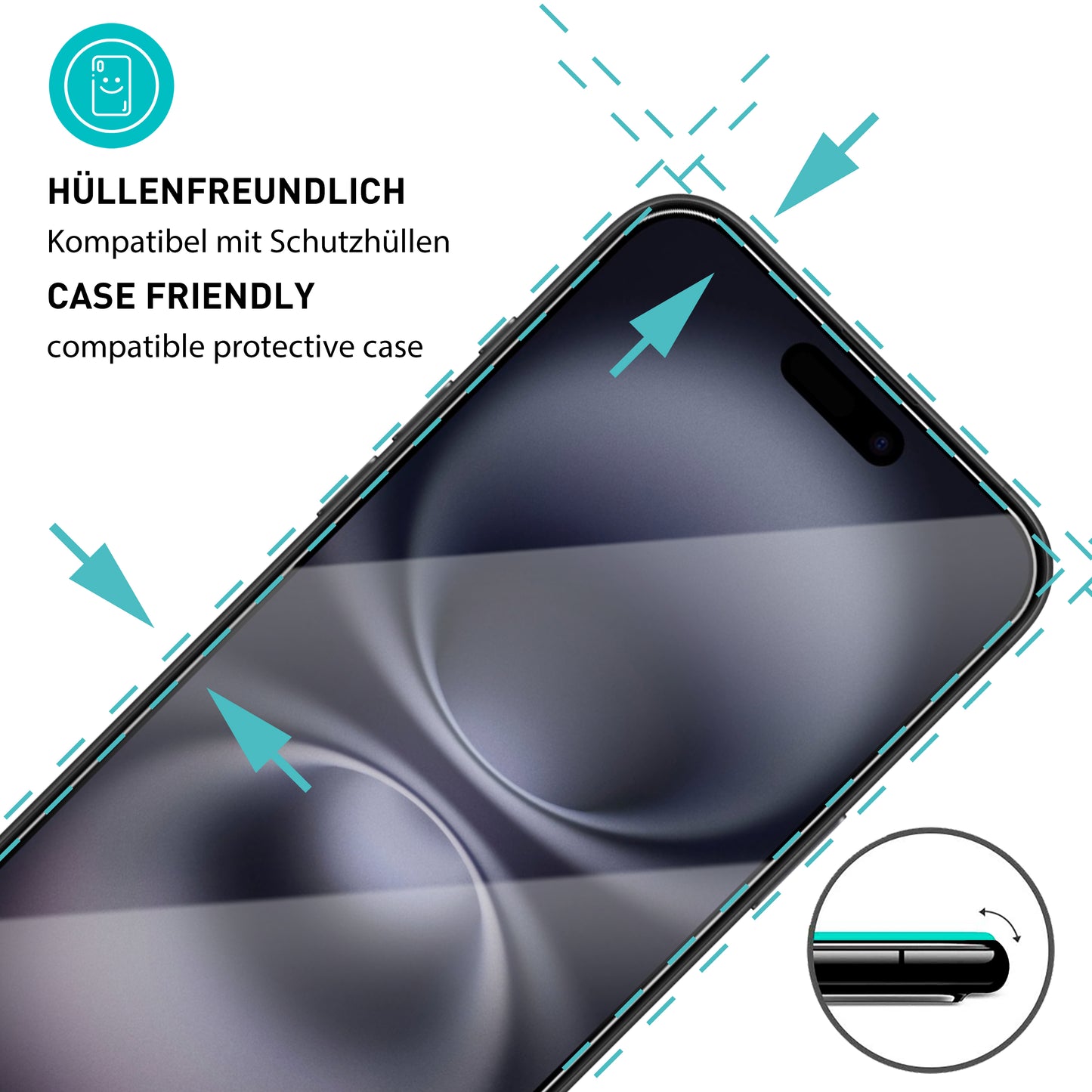 smartect Schutzglas Klar für iPhone 16 Plus, 3 x Front + 3 x Cam + Positionierhilfe