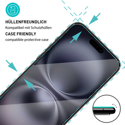 smartect Schutzglas Klar für iPhone 16 Plus, 3 x Front + 3 x Cam + Positionierhilfe