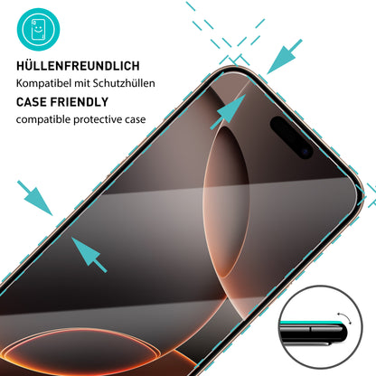 smartect Schutzglas Klar für iPhone 16 Pro, 3 x Front + 3 x Cam + Positionierhilfe