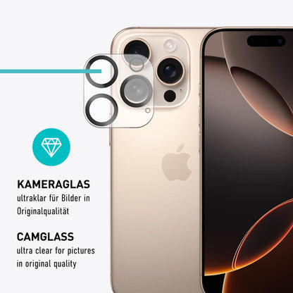 smartect Schutzglas Klar für iPhone 16 Pro, 3 x Front + 3 x Cam + Positionierhilfe