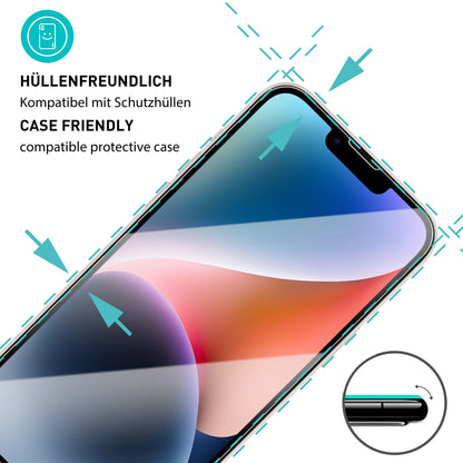 smartect Schutzglas Klar für iPhone 14, 3 x Front + 3 x Cam + Positionierhilfe