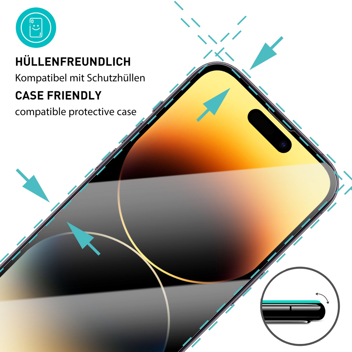 smartect Schutzglas Klar für iPhone 14 Pro, 3 x Front + 3 x Cam + Positionierhilfe