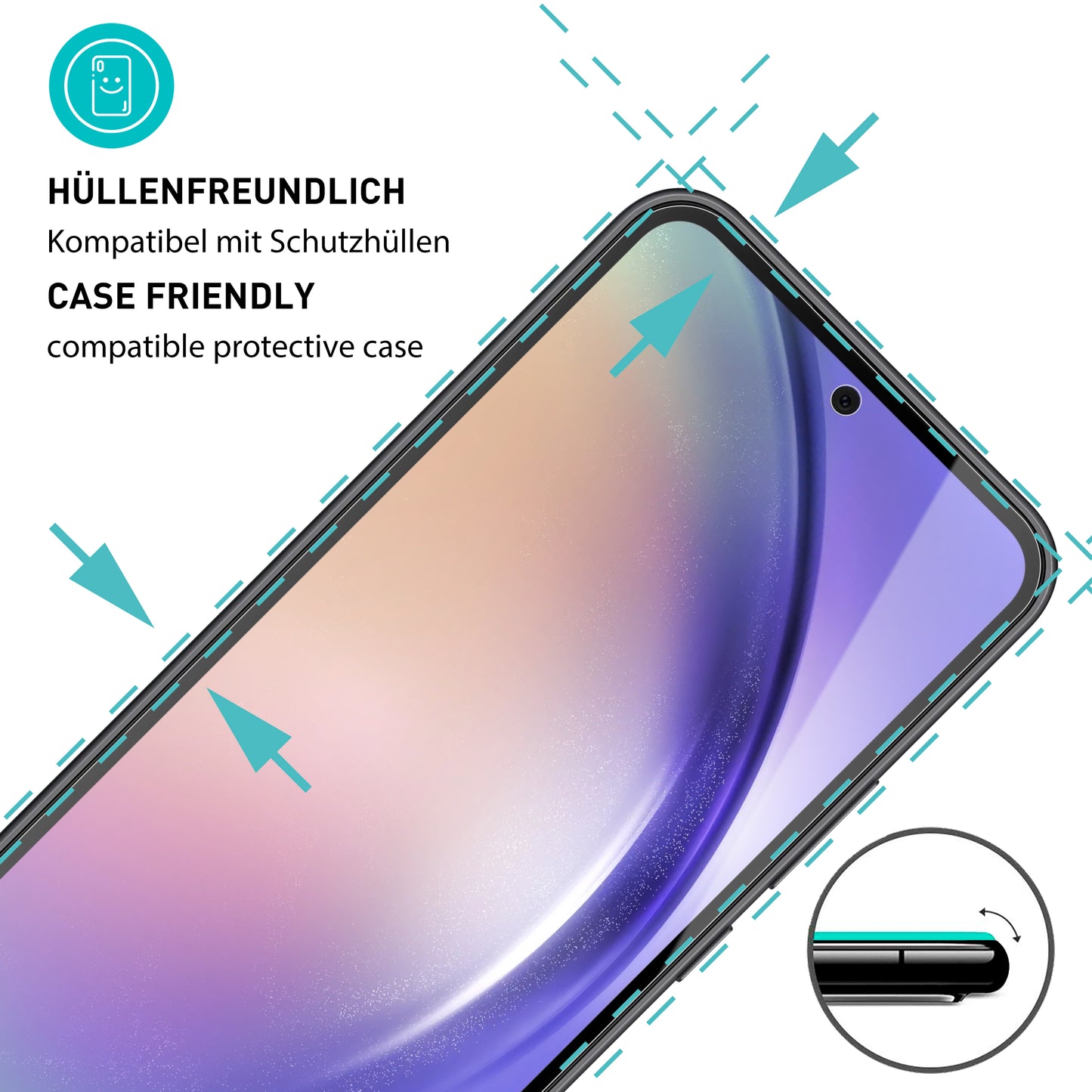 smartect Schutzglas Klar für Samsung Galaxy A55 5G, 3 x Front + 3 x Cam