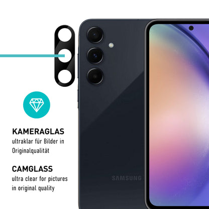 smartect Schutzglas Klar für Samsung Galaxy A55 5G, 3 x Front + 3 x Cam