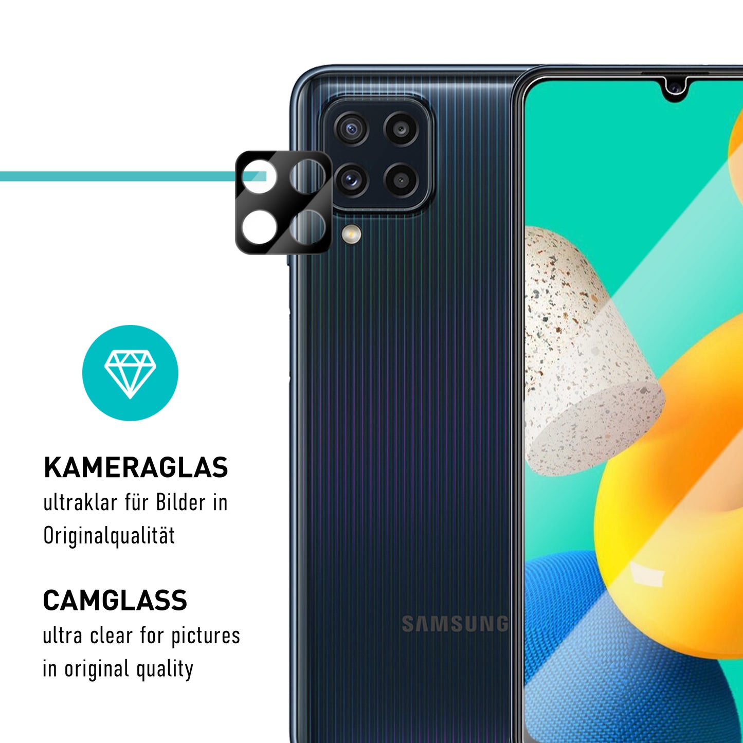 smartect Schutzglas Klar für Samsung Galaxy M32 4G, 3 x Front + 3 x Cam