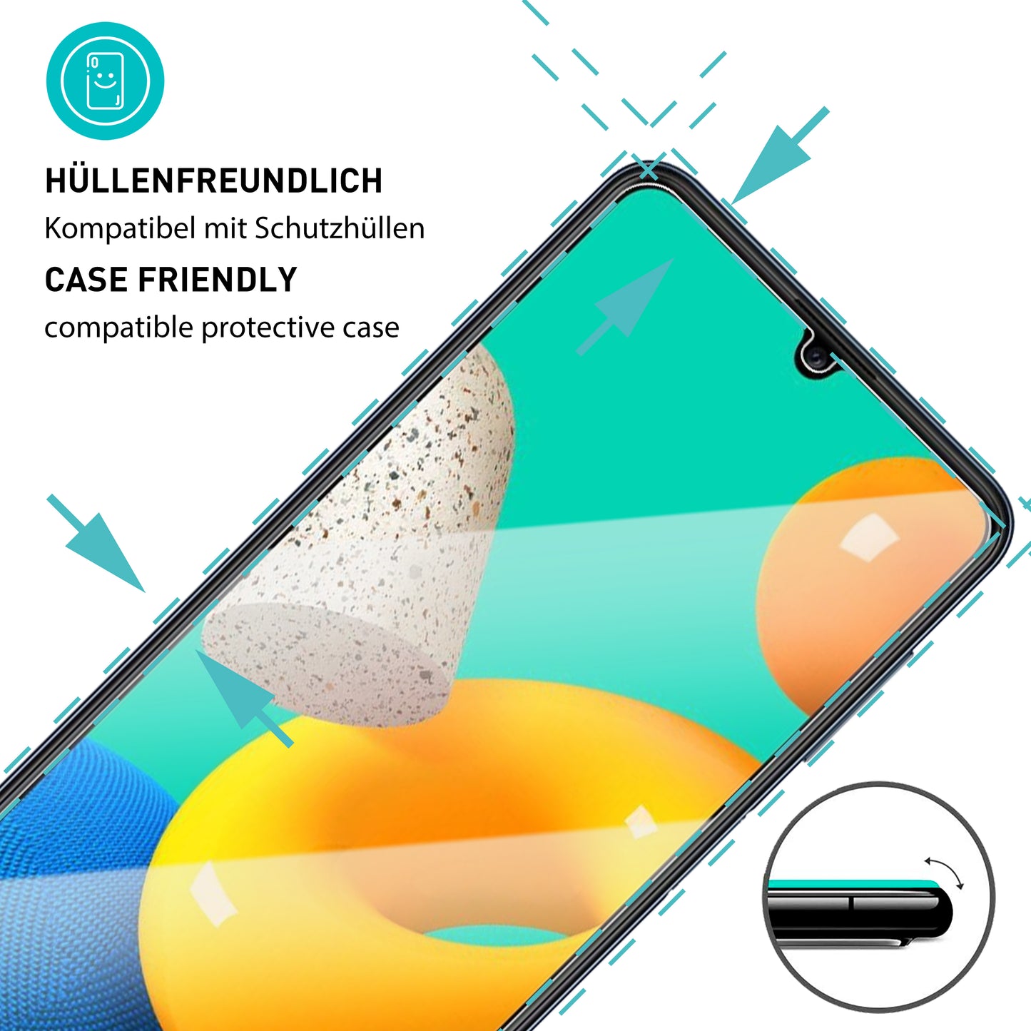 smartect Schutzglas Klar für Samsung Galaxy M32 4G, 3 x Front + 3 x Cam