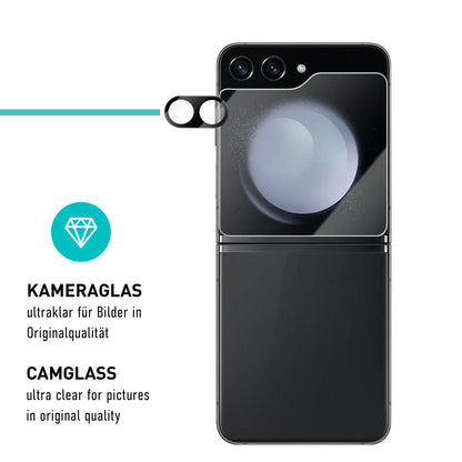 smartect Schutzglas Klar für Samsung Galaxy Z Flip 5, 3 x Front + 3 x Cam