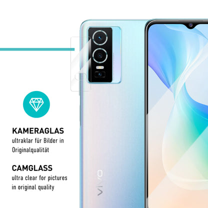 smartect Schutzglas Klar für Vivo Y76 5G, 3 x Front + 3 x Cam