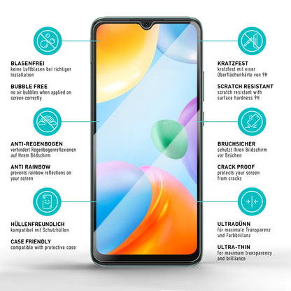 smartect Schutzglas Klar für Xiaomi Redmi 10c, 3 x Front + 3 x Cam