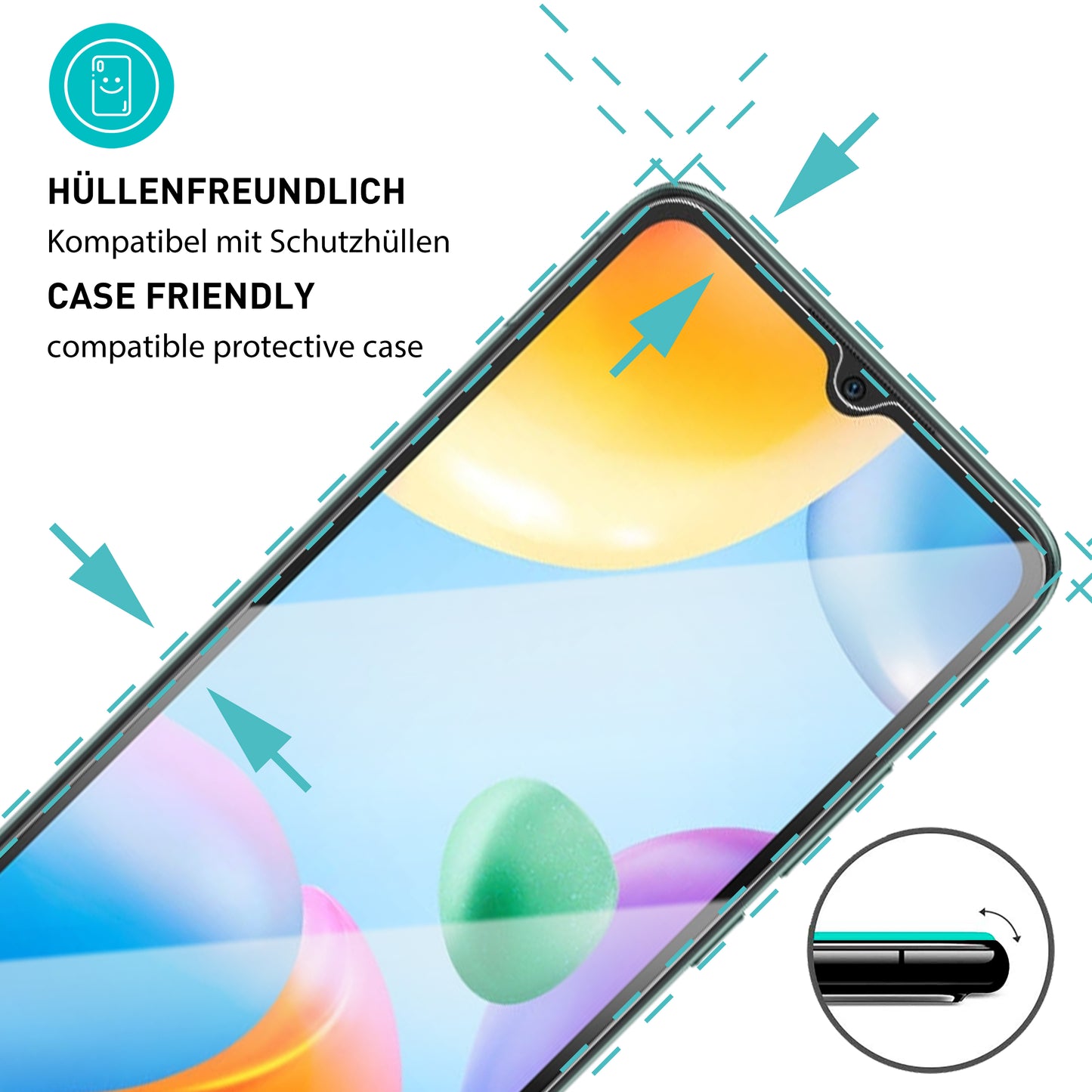 smartect Schutzglas Klar für Xiaomi Redmi 10c, 3 x Front + 3 x Cam