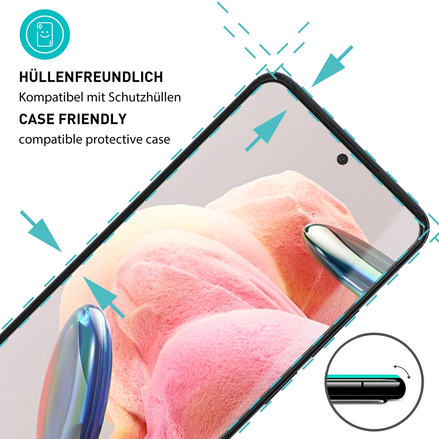 smartect Schutzglas Klar für Xiaomi Redmi Note 12 4G, 3 x Front + 3 x Cam