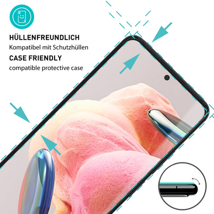 smartect Schutzglas Klar für Xiaomi Redmi Note 12 4G, 3 x Front + 3 x Cam