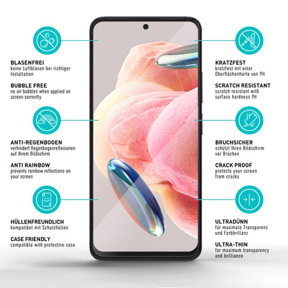 smartect Schutzglas Klar für Xiaomi Redmi Note 12 4G, 3 x Front + 3 x Cam