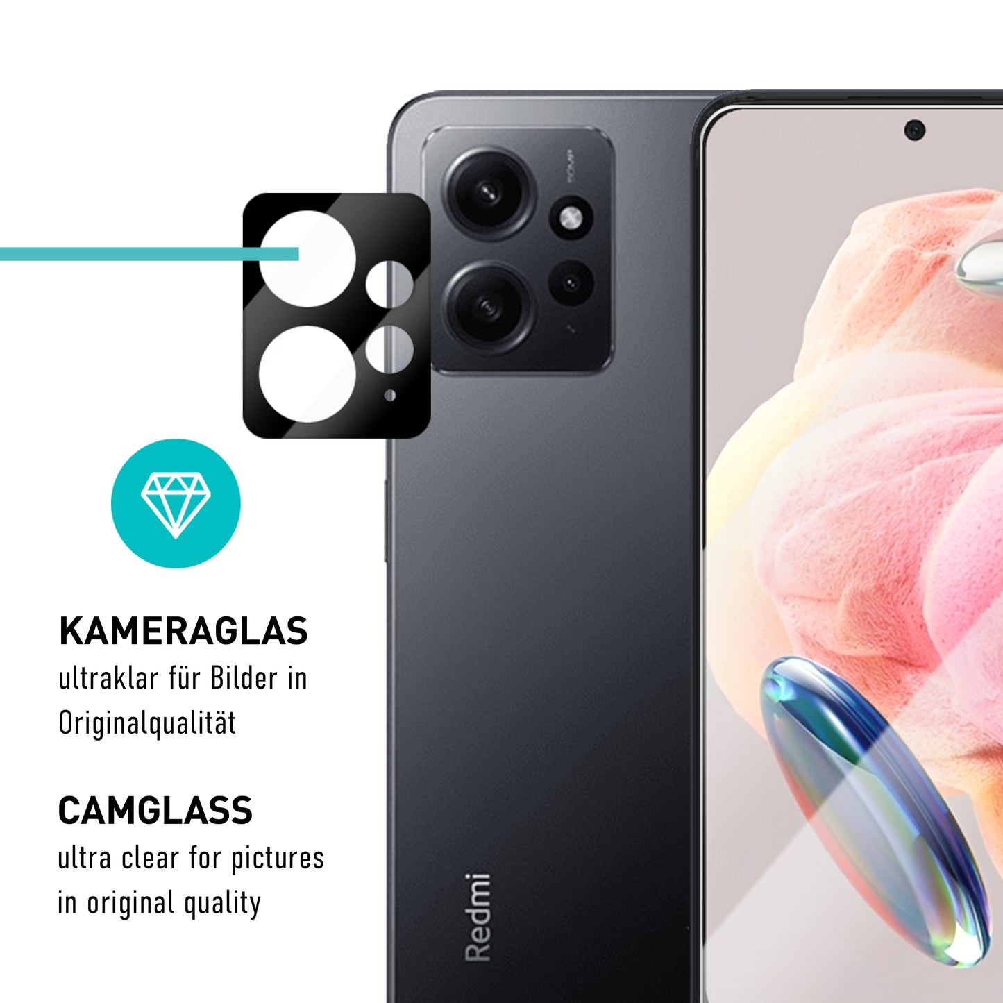 smartect Schutzglas Klar für Xiaomi Redmi Note 12 4G, 3 x Front + 3 x Cam