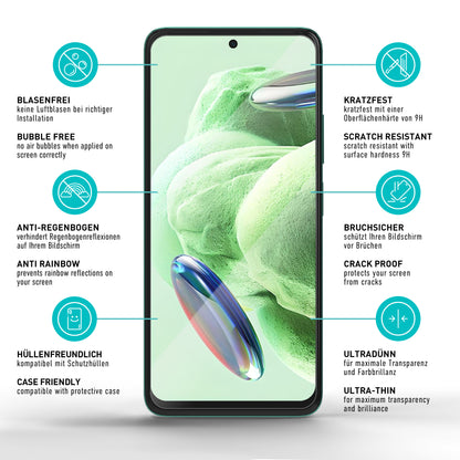 smartect Schutzglas Klar für Xiaomi Redmi Note 12 5G, 3 x Front + 3 x Cam