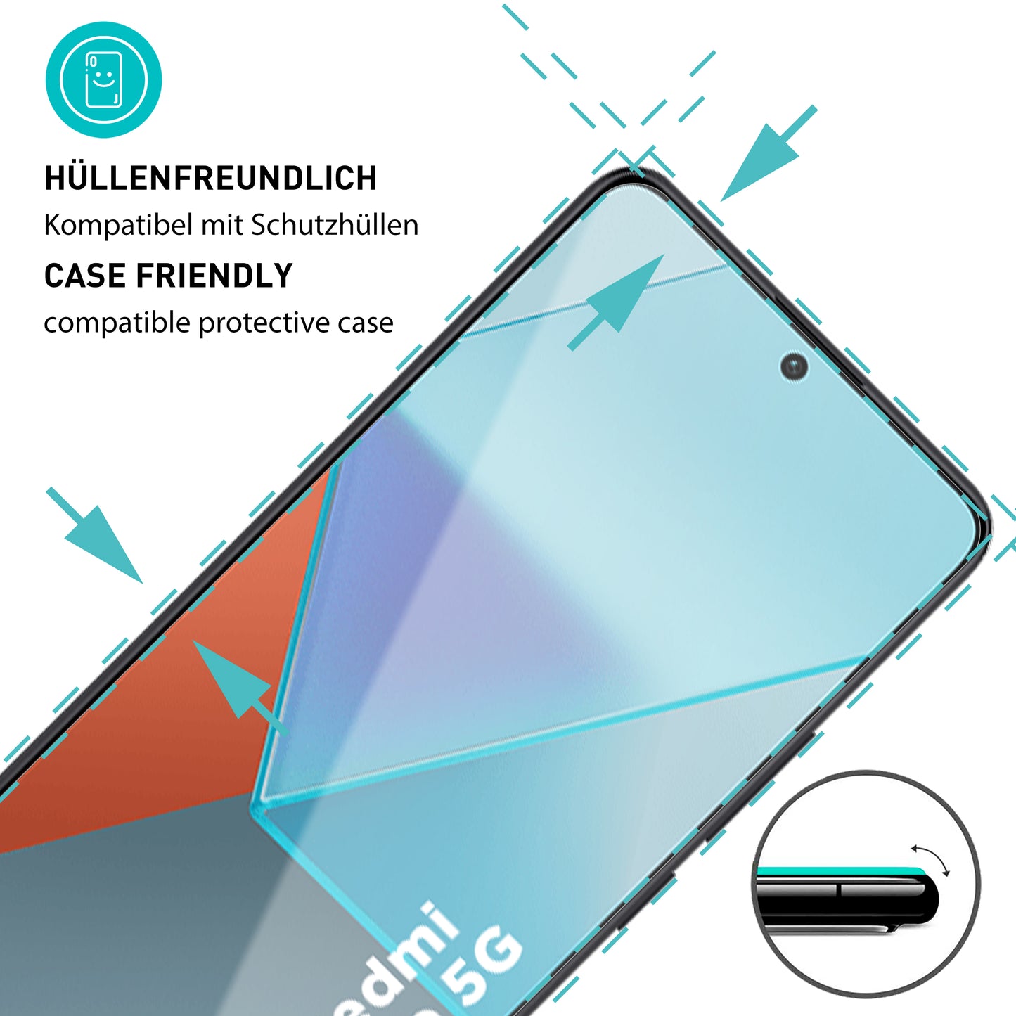 smartect Schutzglas Klar für Xiaomi Redmi Note 13 Pro 5G, 3 x Front + 3 x Cam