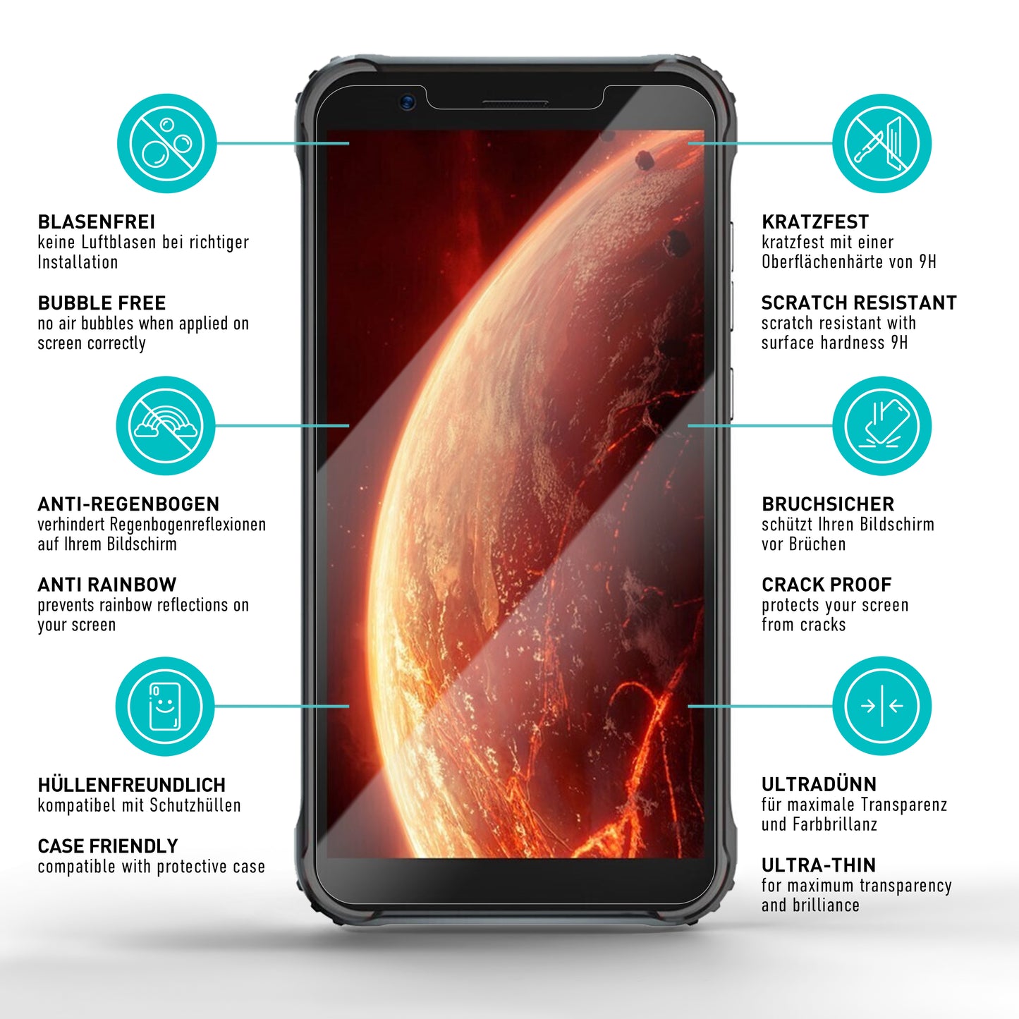 smartect Schutzglas Klar für Blackview BV4900, 3 Stück