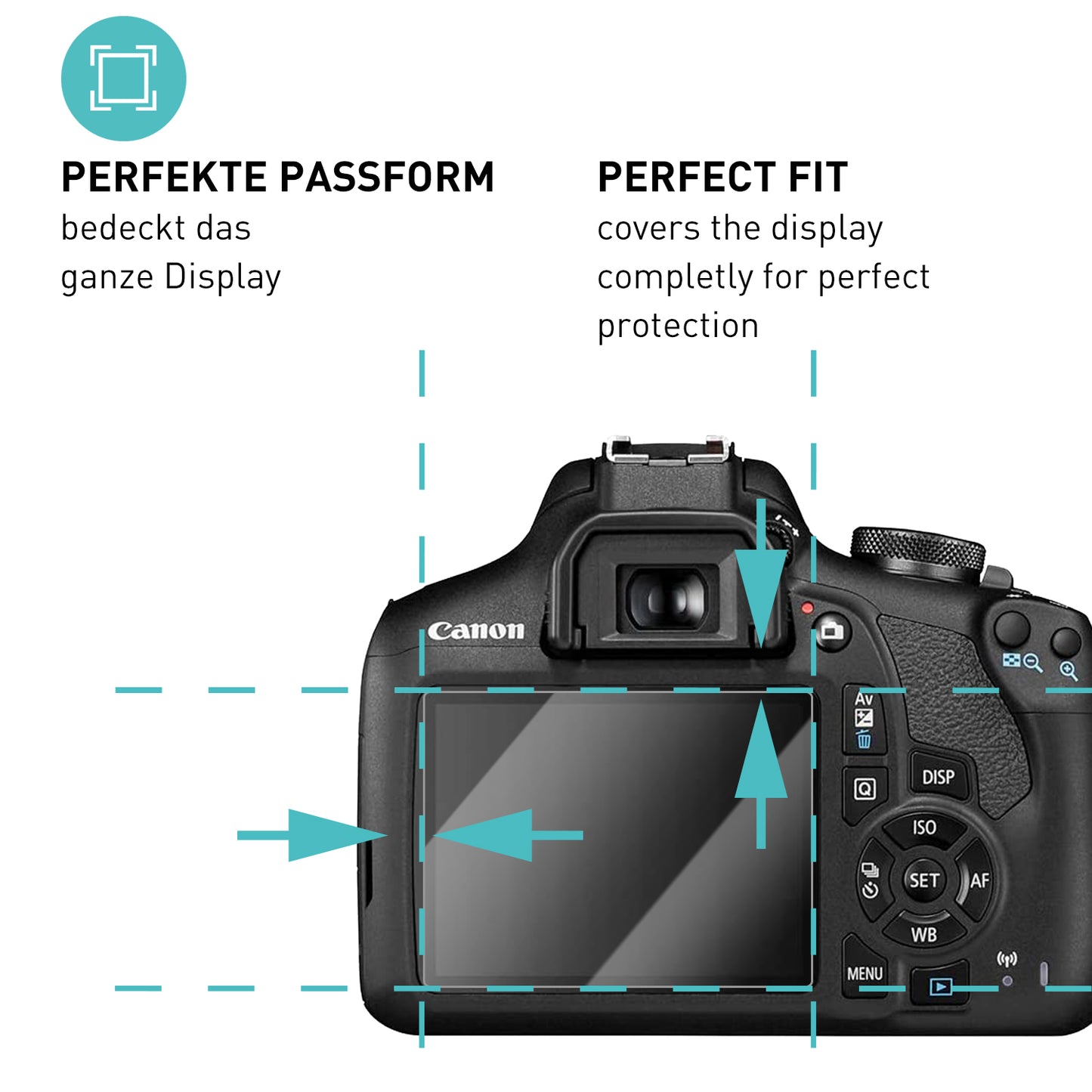 smartect Schutzglas Klar für Canon EOS 2000D, 3 Stück