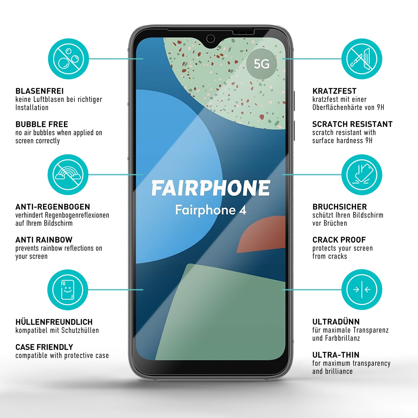 smartect Schutzglas Klar für Fairphone 4 (Camera Cutout), 3 Stück