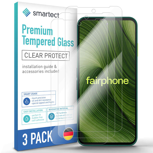smartect Schutzglas Klar für Fairphone 6, 3 Stück