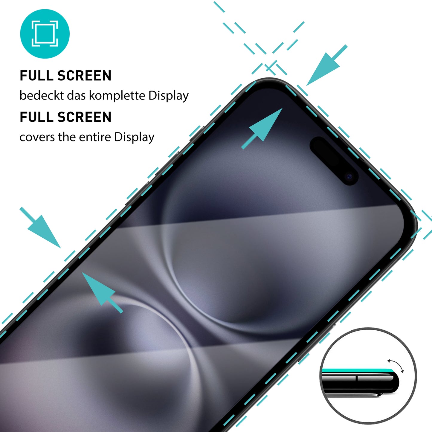 smartect Schutzglas Full Screen für iPhone 16 Plus, 2 Stück + Positionierhilfe