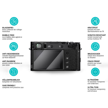smartect Schutzglas Klar für Fujifilm X100VI / X100V / X-T4 / X-E4, 3 Stück