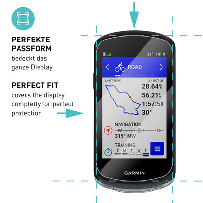 smartect Schutzglas Klar für Garmin Edge 1040 / 1040 Solar, 3 Stück