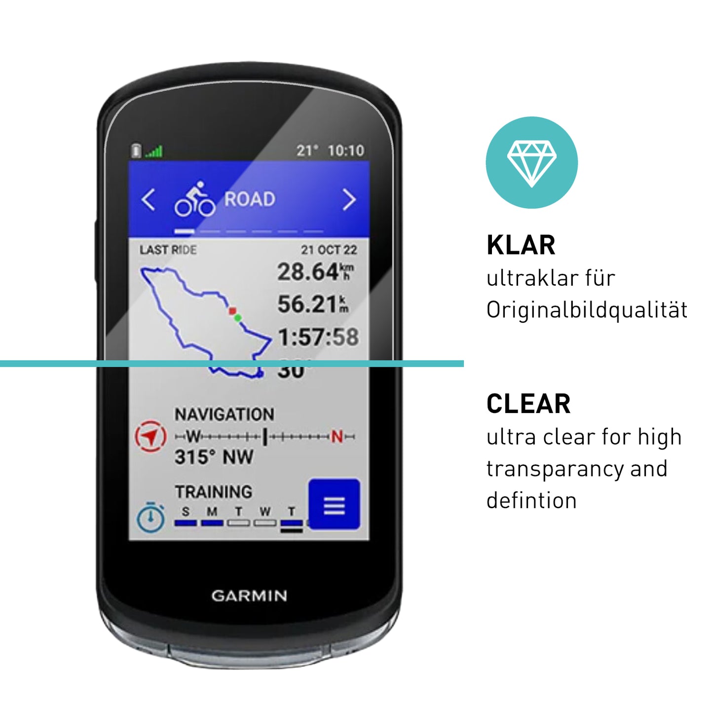 smartect Schutzglas Klar für Garmin Edge 1040 / 1040 Solar, 3 Stück