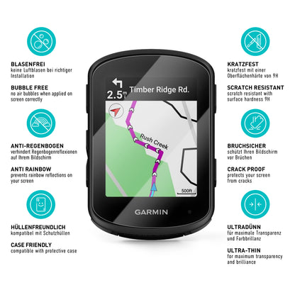 smartect Schutzglas Klar für Garmin Edge 540 / 540 Solar / 840 / 840 Solar, 3 Stück