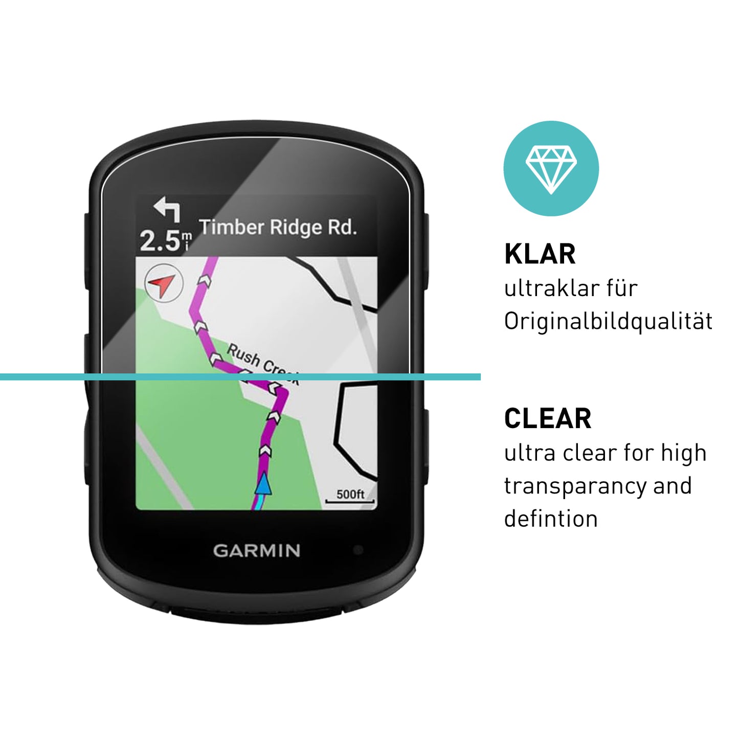 smartect Schutzglas Klar für Garmin Edge 540 / 540 Solar / 840 / 840 Solar, 3 Stück