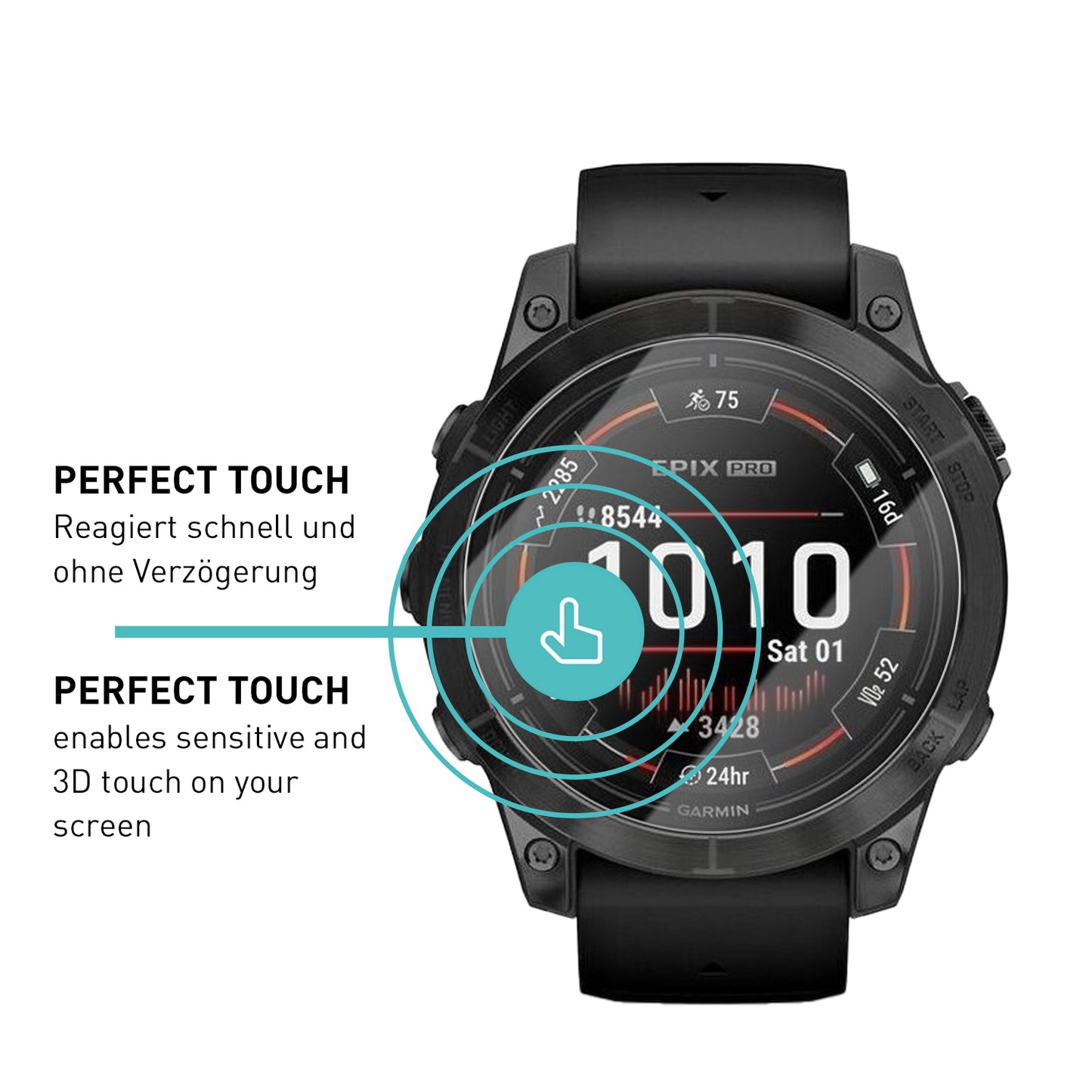 smartect Schutzglas Klar für Garmin Epix Pro (Gen2) 47mm, 3 Stück