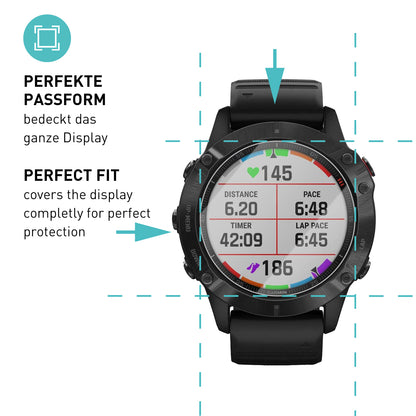 smartect Schutzglas Klar für Garmin Fenix 6 / Fenix 6 Pro (NOT 6s, 6s PRO, 6X PRO), 3 Stück