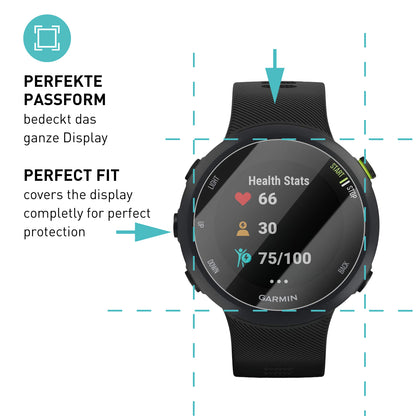 smartect Schutzglas Klar für Garmin Forerunner 45 / 45s / 55, 3 Stück