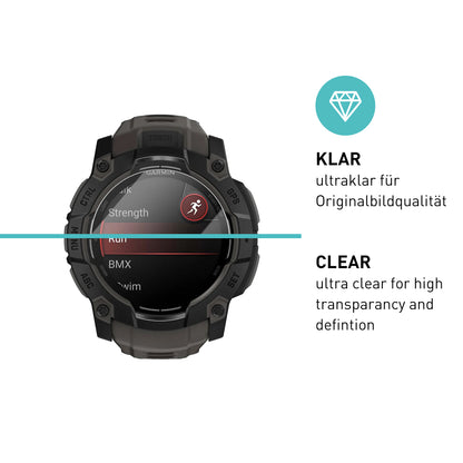 smartect Schutzglas Klar für Garmin Instinct 3 AMOLED 50 mm, 3 Stück