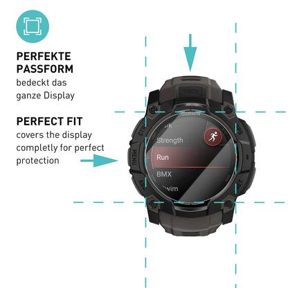 smartect Schutzglas Klar für Garmin Instinct 3 AMOLED 50 mm, 3 Stück