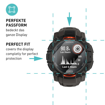 smartect Schutzglas Klar für Garmin Instinct 3 Solar 45 mm, 3 Stück